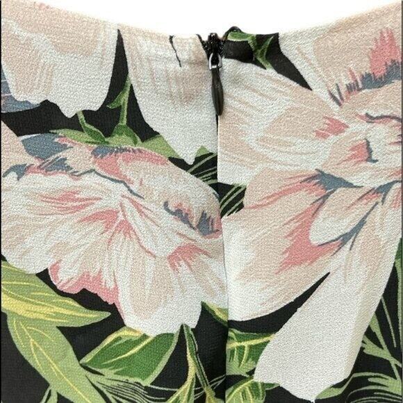 Floral Boho‎ Maxi Dress Womens Size 8 Black Pink Green Belted V Neck Long - Picture 5 of 8